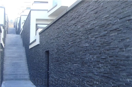 Slate Stone Decor,Black Exposed Wall Culture Stone,Thin Ledge Stone Veneer