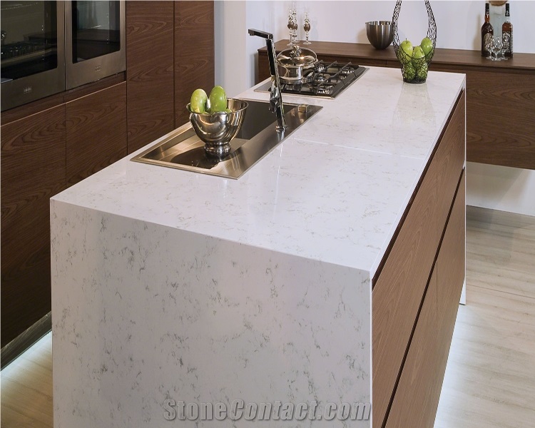 White Engineered Stone Kitchen Countertops,Quartz Island Tops