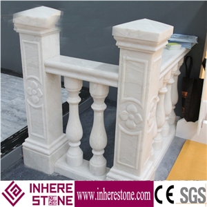 White Marble Stair Hand Rail and Balustrades