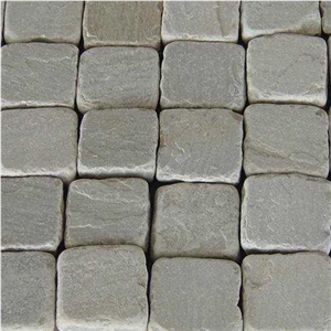 Kandla Grey Cubes, Kandla Grey Sandstone Cobble Stone, Grey Sandstone Setts