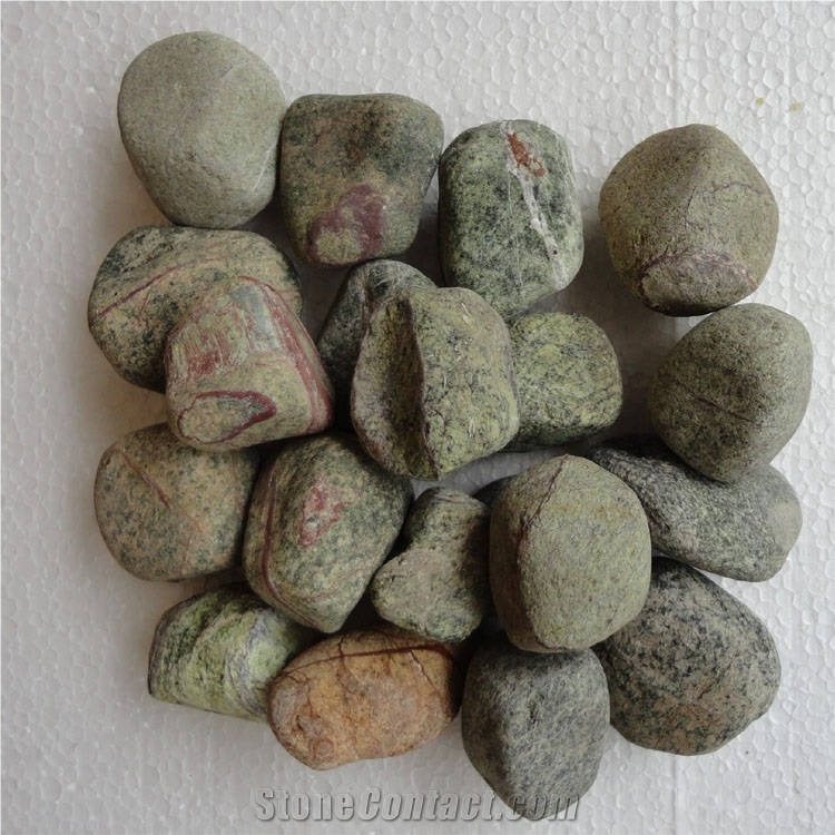 Rainforest Green Marble Pebbles, Green Marble Pebbles, River Bed Pebbles