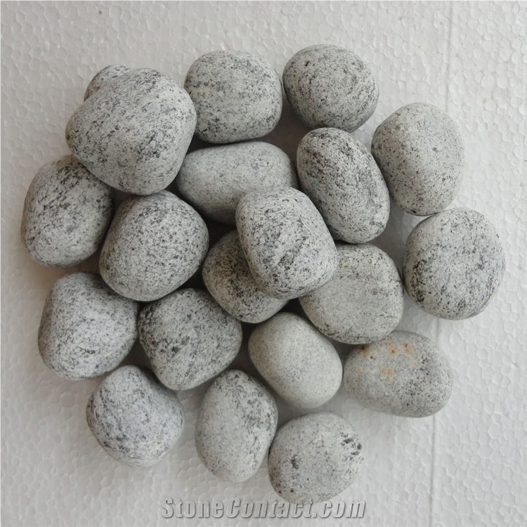 White Granite Pebbles, Polished Pebble Stones, River Bed Pebbles