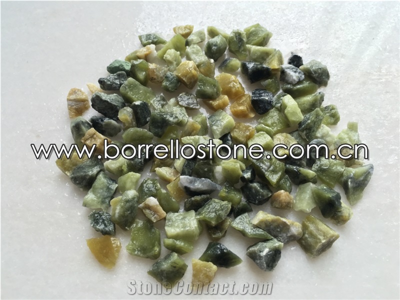 Colored Green Granite Gravel, Natural Green Pebble Stone