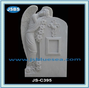 Cemetery Angel Statue Tombstone, Hunan White Marble Sculpture & Statue