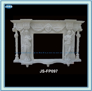 Kamin, Hunan White Marble Fireplace