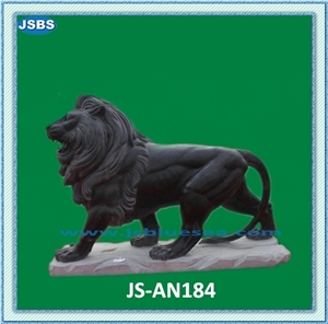 Marble Black Lion Statues, Ink Black Marble Statues