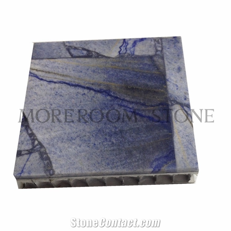 Polished Blue Azul Bahia Laminated Granite Panel for Wall Decoration