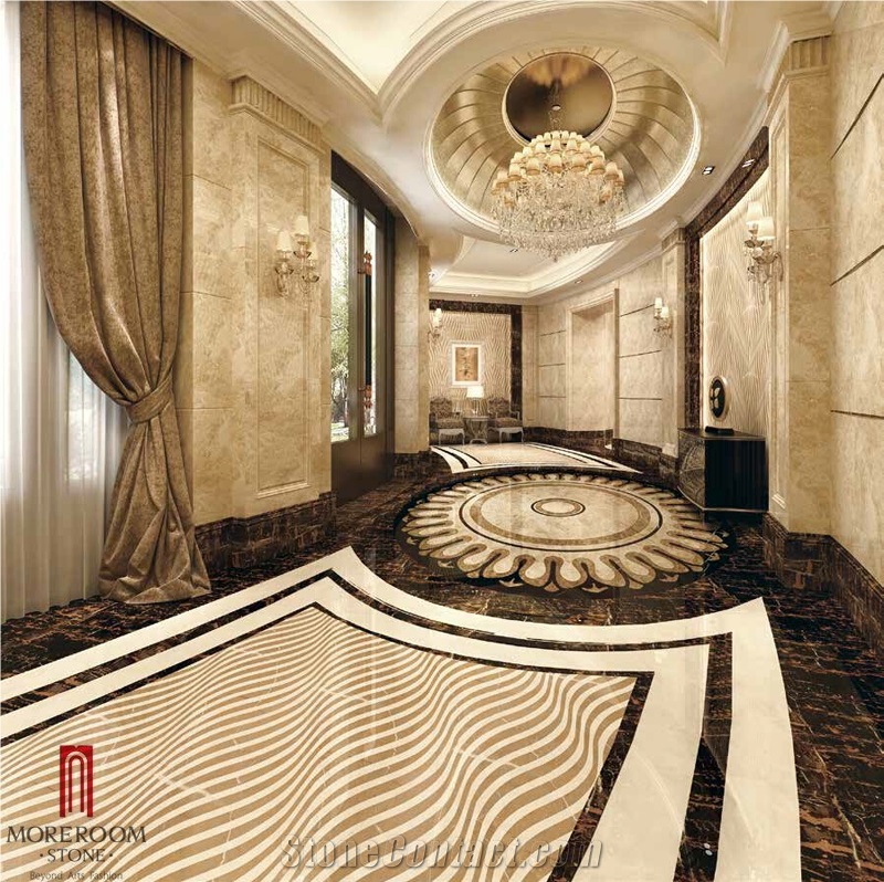 Round Marble Medallion for Hotel Lobby Marble Floor Design Pictures