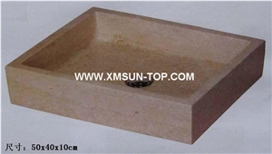 Beige Kitchen Sinks&Basins(50*40*10cm)/Beige Stone Bathroom Sinks&Basin/Rectangle Sinks&Basins/Natural Stone Basins&Sinks/Wash Basins/Interior Decorative