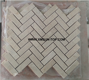 Beige Marble Basketweave Mosaic/Polished Decorative Mosaic/Stone Mosaic/Wall Mosaic/Floor Mosaic/Interior Decoration/Customized Mosaic Tile/Mosaic Tile for Bathroom&Kitchen&Hotel Decoration