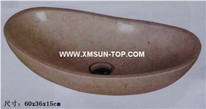 Beige Ship-Shape Kitchen Sinks&Basins(60*36*15cm)/Beige Stone Bathroom Sinks&Basin/Ship-Shaped Sinks&Basins/Natural Stone Basins&Sinks/Wash Basins/Interior Decorative