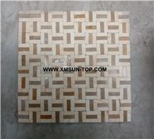 Brown&Beige Linear Strips Mosaic/Wooden Veins Stone Decorative Mosaic/Stone Mosaic/Wall Mosaic/Floor Mosaic/Interior Decoration/Customized Mosaic Tile/Mosaic Tile for Bathroom&Kitchen&Hotel Decoration