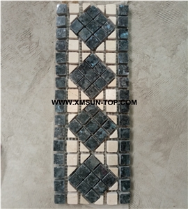 Dark Green and White Square Stone Mosaic/Polished Stone Mosaic/Wall Mosaic/Floor Mosaic/Interior Decoration/Customized Mosaic Tile/Mosaic Tile for Bathroom&Kitchen&Hotel Decoration