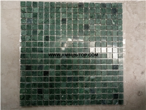 Dark Green Square Stone Mosaic/Polished Dark Green Stone Mosaic/Wall Mosaic/Floor Mosaic/Interior Decoration/Customized Mosaic Tile/Mosaic Tile for Bathroom&Kitchen&Hotel Decoration