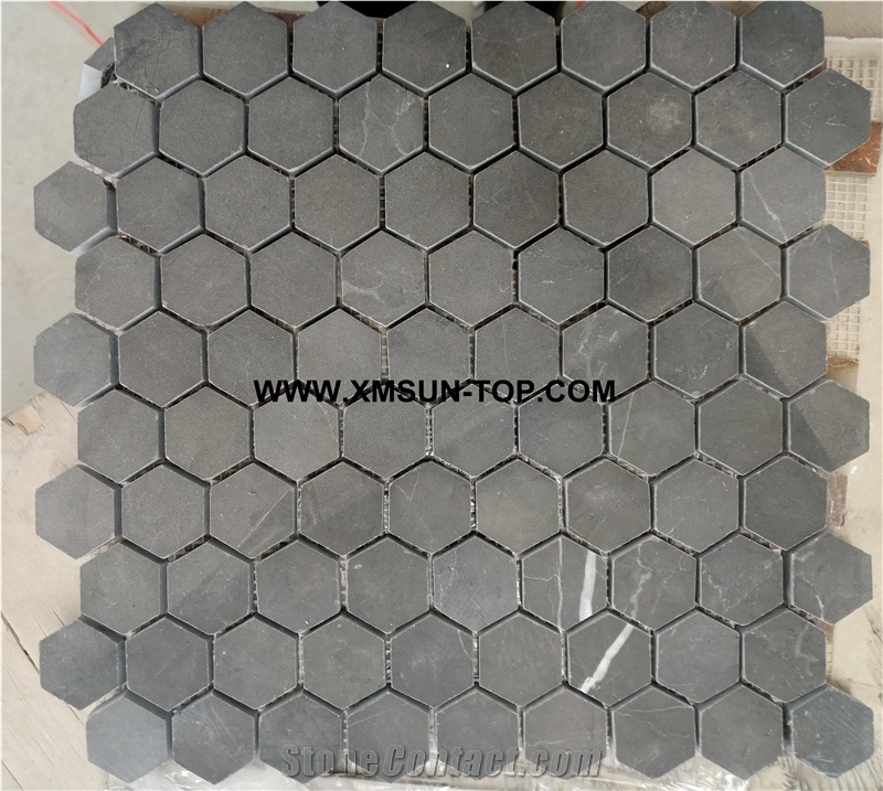 Dark Grey Hexagon Mosaic/Polished Decorative Mosaic/Stone Mosaic/Wall Mosaic/Floor Mosaic/Interior Decoration/Customized Mosaic Tile/Mosaic Tile for Bathroom&Kitchen&Hotel Decoration