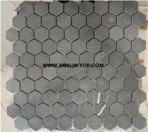 Dark Grey Hexagon Mosaic/Polished Decorative Mosaic/Stone Mosaic/Wall Mosaic/Floor Mosaic/Interior Decoration/Customized Mosaic Tile/Mosaic Tile for Bathroom&Kitchen&Hotel Decoration