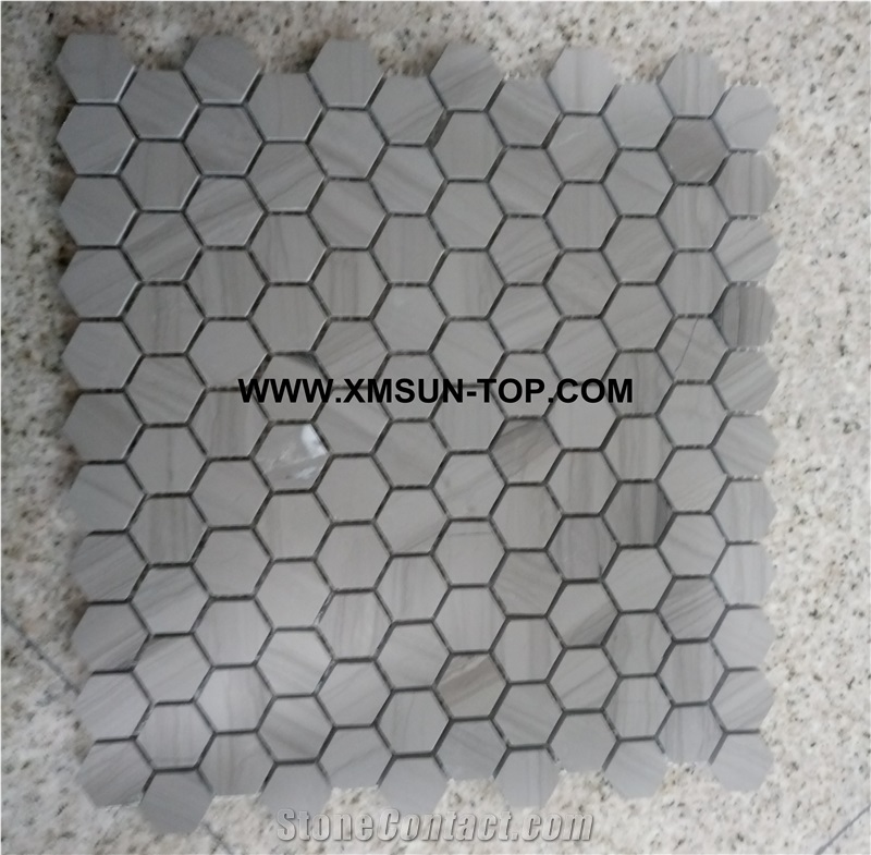 Dark Grey Hexagon Mosaic/Polished Decorative Mosaic/Stone Mosaic/Wall Mosaic/Floor Mosaic/Interior Decoration/Customized Mosaic Tile/Mosaic Tile for Bathroom&Kitchen&Hotel Decoration