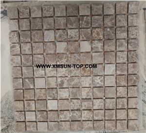 Emperador Light Marble Square Stone Mosaic/Polished Light Brown Stone Mosaic/Wall Mosaic/Floor Mosaic/Interior Decoration/Customized Mosaic Tile/Mosaic Tile for Bathroom&Kitchen&Hotel Decoration