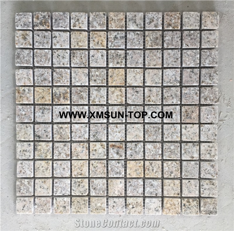 Golden Crystal Granite Square Mosaic/ G682 Granite Decorative Mosaic/Stone Mosaic/Wall Mosaic/Floor Mosaic/Interior Decoration/Customized Mosaic Tile/Mosaic Tile for Bathroom&Kitchen&Hotel Decoration