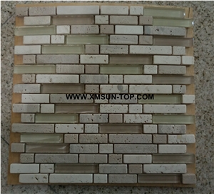 Grey and White Linear Strips Mosaic/Composited Mosaic/Wall Mosaic/Floor Mosaic/Interior Decoration/Customized Mosaic Tile/Mosaic Tile for Bathroom&Kitchen&Hotel Decoration