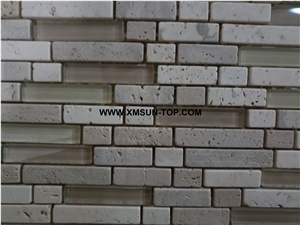 Grey and White Linear Strips Mosaic/Composited Mosaic/Wall Mosaic/Floor Mosaic/Interior Decoration/Customized Mosaic Tile/Mosaic Tile for Bathroom&Kitchen&Hotel Decoration
