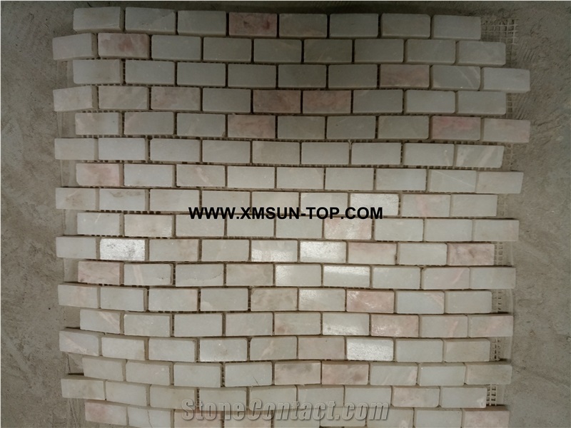 Light Pink Square Stone Mosaic/Polished Linear Strips Stone Mosaic/Wall Mosaic/Floor Mosaic/Interior Decoration/Customized Mosaic Tile/Mosaic Tile for Bathroom&Kitchen&Hotel Decoration