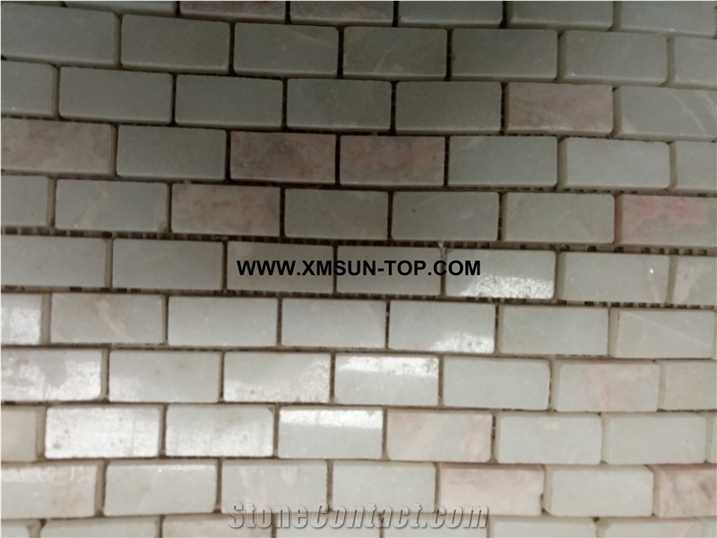 Light Pink Square Stone Mosaic/Polished Linear Strips Stone Mosaic/Wall Mosaic/Floor Mosaic/Interior Decoration/Customized Mosaic Tile/Mosaic Tile for Bathroom&Kitchen&Hotel Decoration