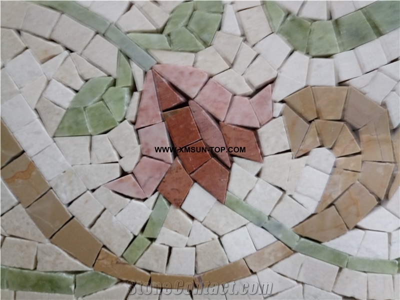 Multicolor Flower Shape Stone Mosaic/Natural Stone Mosaic/Stone Mosaic Patterns/Wall Mosaic/Floor Mosaic/Interior Decoration/Customized Mosaic Tile/Mosaic Tile for Bathroom&Kitchen&Hotel Decoration