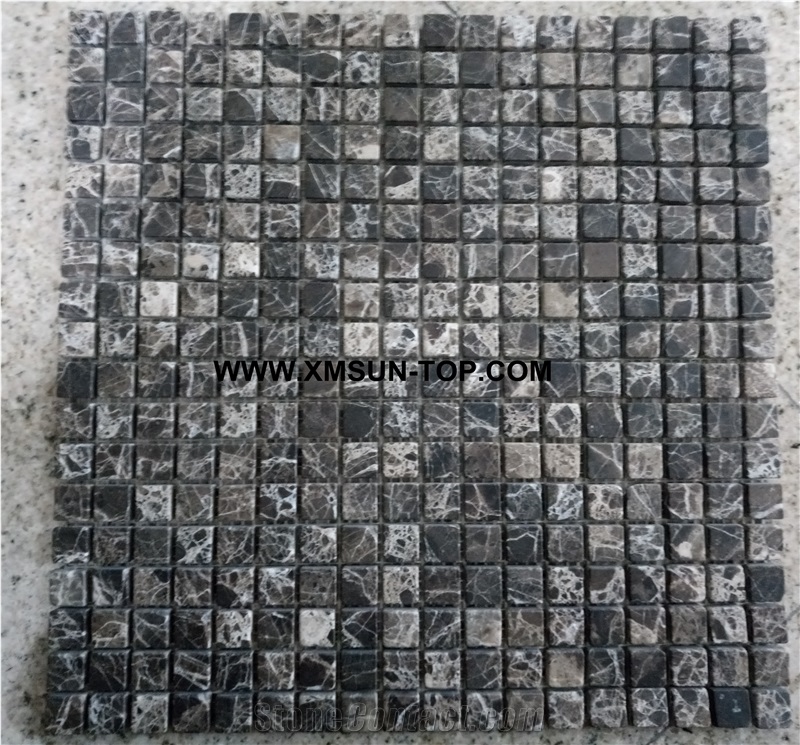 Polished Brown Square Stone Mosaic/Natural Stone Mosaic/Stone Mosaic Patterns/Wall Mosaic/Floor Mosaic/Interior Decoration/Customized Mosaic Tile/Mosaic Tile for Bathroom&Kitchen&Hotel Decoration
