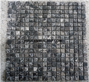 Polished Brown Square Stone Mosaic/Natural Stone Mosaic/Stone Mosaic Patterns/Wall Mosaic/Floor Mosaic/Interior Decoration/Customized Mosaic Tile/Mosaic Tile for Bathroom&Kitchen&Hotel Decoration