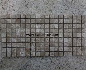 Polished Emperador Light Marble Square Stone Mosaic/Stone Mosaic Patterns/Wall Mosaic/Floor Mosaic/Interior Decoration/Customized Mosaic Tile/Mosaic Tile for Bathroom&Kitchen&Hotel Decoration