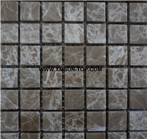 Polished Emperador Light Marble Square Stone Mosaic/Stone Mosaic Patterns/Wall Mosaic/Floor Mosaic/Interior Decoration/Customized Mosaic Tile/Mosaic Tile for Bathroom&Kitchen&Hotel Decoration