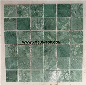 Polished Green Square Stone Mosaic/Natural Stone Mosaic/Stone Mosaic Patterns/Wall Mosaic/Floor Mosaic/Interior Decoration/Customized Mosaic Tile/Mosaic Tile for Bathroom&Kitchen&Hotel Decoration