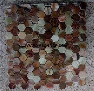 Polished Multicolor Hexagon Stone Mosaic/Stone Mosaic Patterns/Wall Mosaic/Floor Mosaic/Interior Decoration/Customized Mosaic Tile/Mosaic Tile for Bathroom&Kitchen&Hotel Decoration