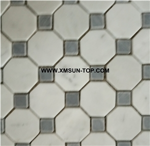 Polished White and Grey Marble Mosaic/Stone Mosaic Patterns/Wall Mosaic/Floor Mosaic/Interior Decoration/Customized Mosaic Tile/Mosaic Tile for Bathroom&Kitchen&Hotel Decoration
