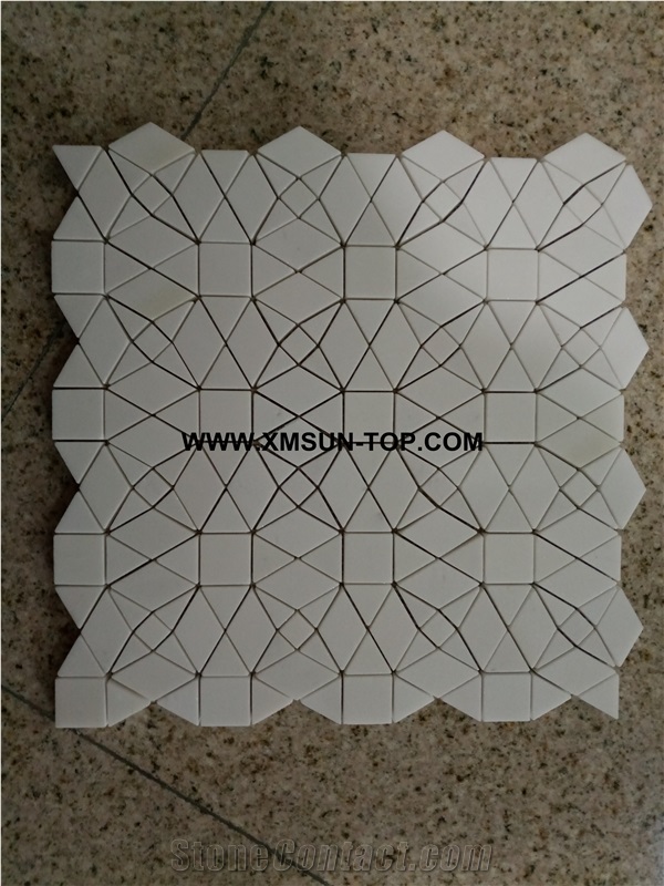 Polished White and Pink Stone Mosaic/Natural Stone Mosaic/Stone Mosaic Patterns/Wall Mosaic/Floor Mosaic/Interior Decoration/Customized Mosaic Tile/Mosaic Tile for Bathroom&Kitchen&Hotel Decoration