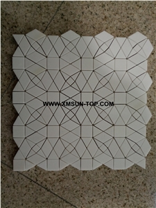 Polished White and Pink Stone Mosaic/Natural Stone Mosaic/Stone Mosaic Patterns/Wall Mosaic/Floor Mosaic/Interior Decoration/Customized Mosaic Tile/Mosaic Tile for Bathroom&Kitchen&Hotel Decoration
