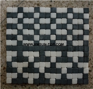 White and Black Square Stone Mosaic/Natural Stone Mosaic/Stone Mosaic Patterns/Wall Mosaic/Floor Mosaic/Interior Decoration/Customized Mosaic Tile/Mosaic Tile for Bathroom&Kitchen&Hotel Decoration