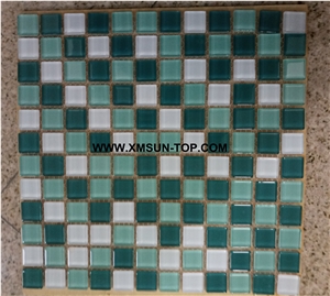 White and Green Square Mosaic/Wall Mosaic/Floor Mosaic/Interior Decoration/Customized Mosaic Tile/Mosaic Tile for Bathroom&Kitchen&Hotel Decoration