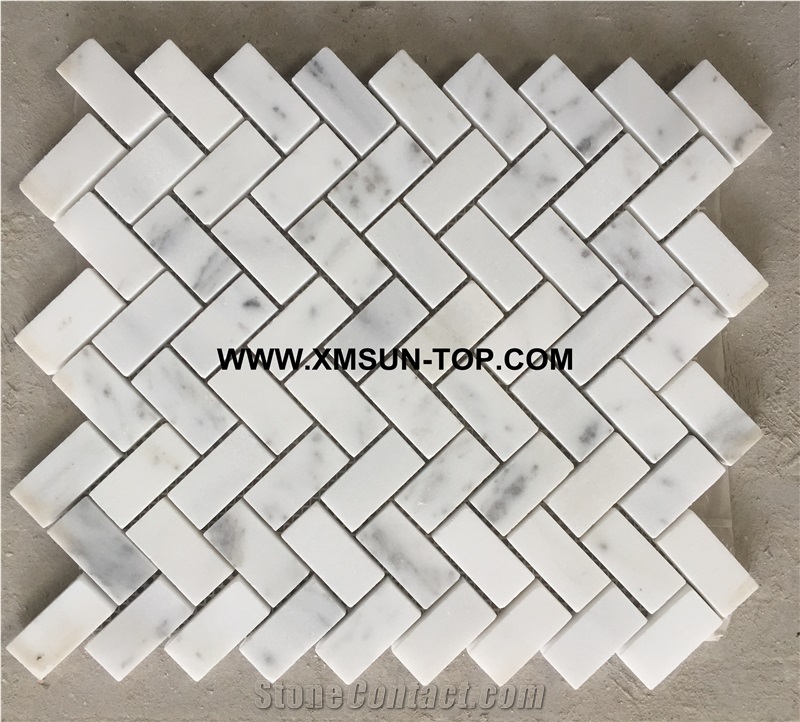 White and Grey Marble Basketweave Mosaic/Polished Decorative Mosaic/Stone Mosaic/Wall Mosaic/Floor Mosaic/Interior Decoration/Customized Mosaic Tile/Mosaic Tile for Bathroom&Kitchen&Hotel Decoration