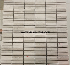 White and Grey Rectangle Stone Mosaic/Linear Strips Mosaic/Stone Mosaic/Wall Mosaic/Floor Mosaic/Interior Decoration/Customized Mosaic Tile/Mosaic Tile for Bathroom&Kitchen&Hotel Decoration