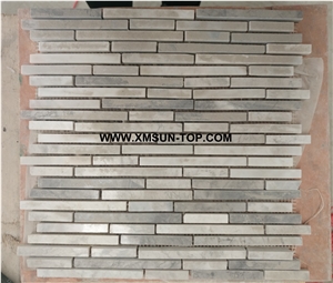 White and Grey Rectangle Stone Mosaic/Linear Strips Mosaic/Stone Mosaic/Wall Mosaic/Floor Mosaic/Interior Decoration/Customized Mosaic Tile/Mosaic Tile for Bathroom&Kitchen&Hotel Decoration