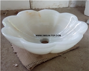 White Onyx Bathroom Sinks&Basin/Flower Shape Stone Sinks&Basins/Natural Stone Basins&Sinks/Wash Basins/Interior Decorative