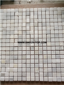 White Square Stone Mosaic/Polished Mosaic/Stone Mosaic/Wall Mosaic/Floor Mosaic/Interior Decoration/Customized Mosaic Tile/Mosaic Tile for Bathroom&Kitchen&Hotel Decoration