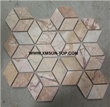 Wooden Veins Parallelogram Mosaic/Polished Hexagon Decorative Mosaic/Stone Mosaic/Wall Mosaic/Floor Mosaic/Interior Decoration/Customized Mosaic Tile/Mosaic Tile for Bathroom&Kitchen&Hotel Decoration