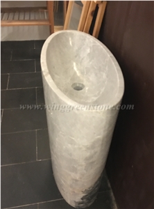 Grey Stone Whole Set Sinks, Pedestal Sinks, Pedestal Basins, Natural Stone Sinks, Xiamen Winggreen Stone