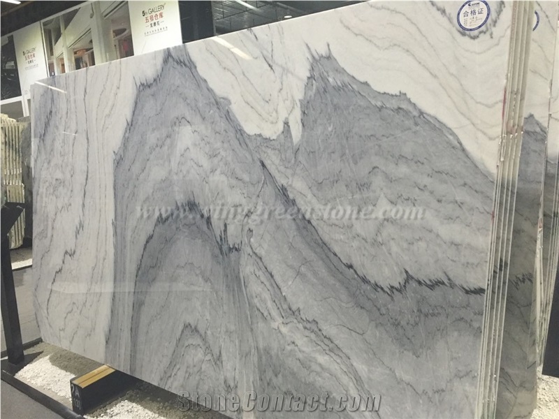 Ink Painting Marble, White Marble Slab, Luxury Marble Slab, White & Grey Marble Slab, Xiamen Winggreen Manufacture