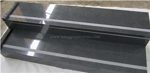 Polished G654 Granite Stair for Threshold and Riser, Padang Dark Grey Granite Polished Stair with Groove, Xiamen Winggreen Stone