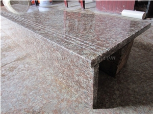 Polished G687 Granite Stairs for Stairs and Riser, Pink Granite Polished Stair with Groove, Xiamen Winggreen Stone