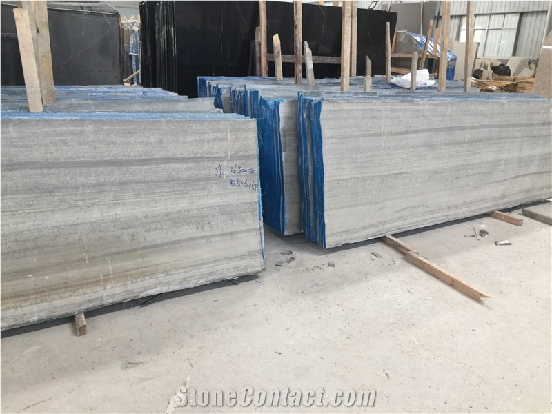 Blue Serpeggiante Wooden Grain Marble Floor Tile